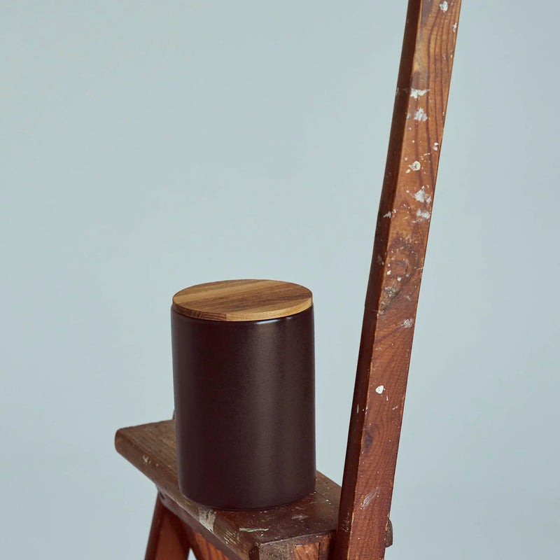 Aida RAW storage canister with teak lid for tidy Nordic-inspired kitchens
