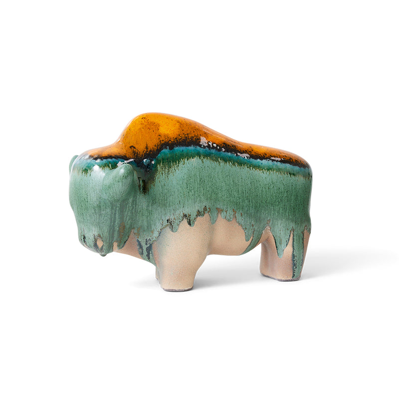 Ceramic Bull by hkliving and Otto Keramik in Oasis Style, Buffalo, Bison