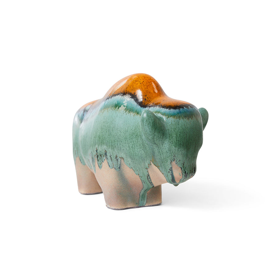 Ceramic Bull by hkliving and Otto Keramik in Oasis Style, Buffalo, Bison