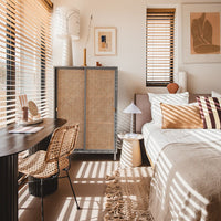 Cream earthenware side table for stylish modern bedrooms