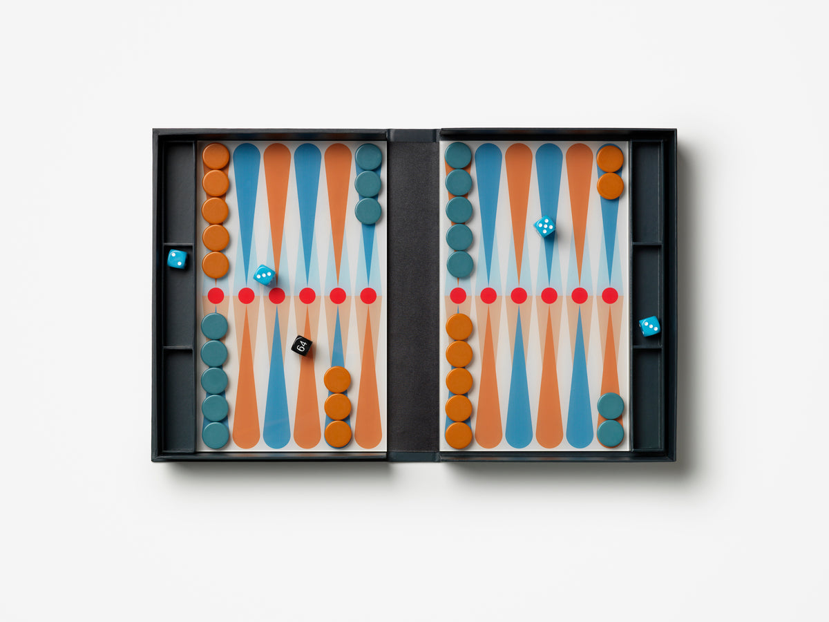 The Art of Backgammon book-style box closed on white background