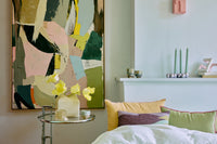 Artist Ceramics mugs styled in a cosy bedroom vignette for a calm, creative feel.
