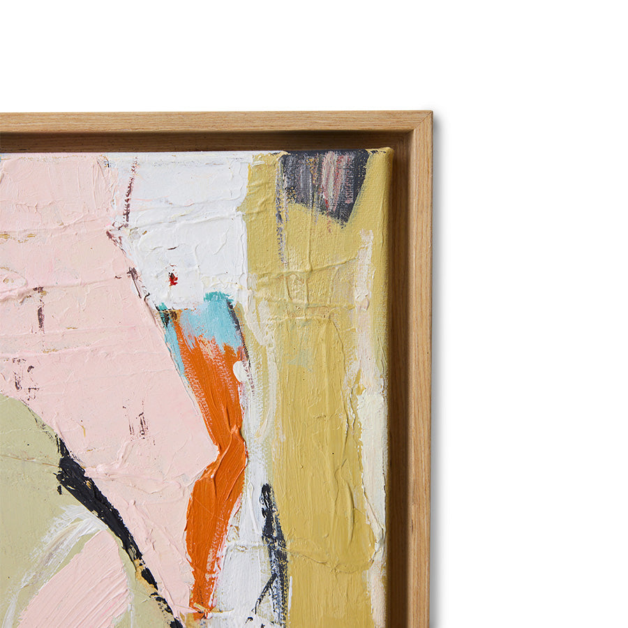 Ash-veneered frame detail on HKLIVING ‘Colour Compliment’ canvas.
