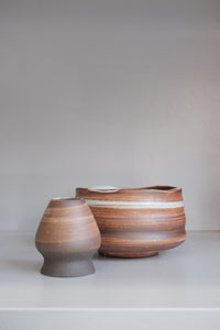 auburn stoneware matcha bowl showing natural glaze variation