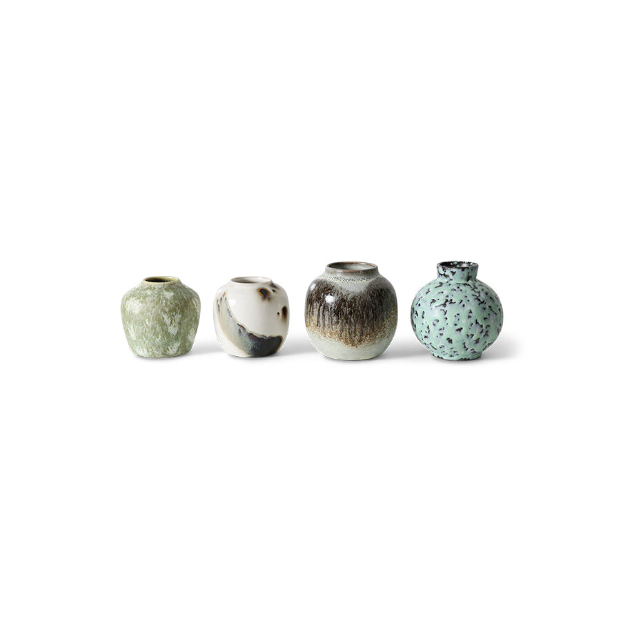 70s Ceramics Small Vases Set – Canyon by hkliving (Set of 4, Retro Stoneware)