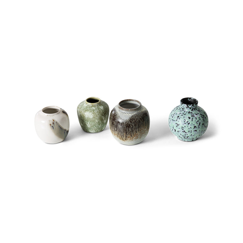 70s Ceramics Small Vases Set – Canyon by hkliving (Set of 4, Retro Stoneware)