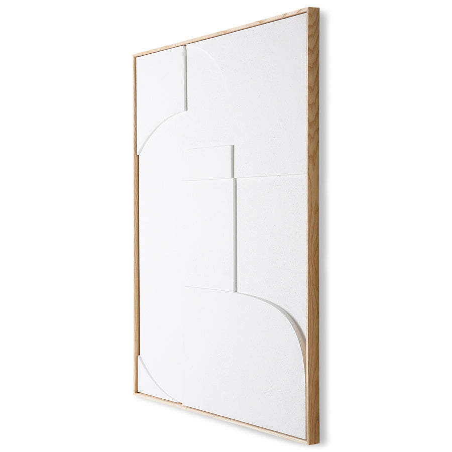 Framed Relief Art Panel White L