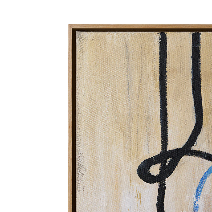 Easy Elan framed artwork by HKLIVING shown at an angle, showing the wood frame