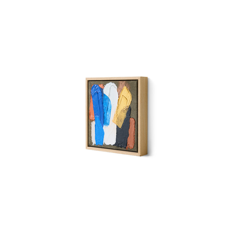 angled view of HKLIVING Moonlight Strokes framed canvas artwork showing frame depth