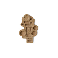 Front view of the HKLIVING brutalist wall sculpture in terracotta on a plain white background, showing its rough, carved geometric surface
