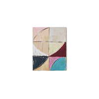 Front view of the Pocket Exhibit: Palette wall art panel, showing its quartered abstract composition in blush, cream, burgundy, pink, teal and navy