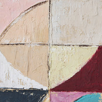 Close-up of the Pocket Exhibit: Palette wall art panel's hand-painted textured surface and colour-blocked design
