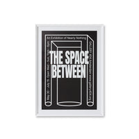 Between Space framed poster by HKLIVING, black and white typographic art 87 x 118cm on white background