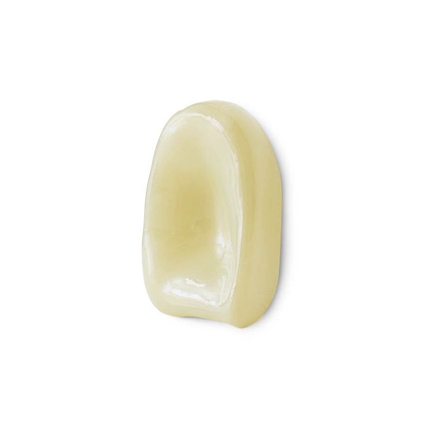 HKLIVING Glass Wall Sculpture in Cream, side angle product shot on white background showing form and depth
