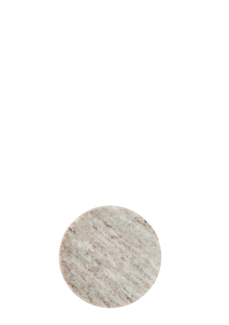 beige round marble tray top view showing natural stone pattern
