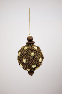 Bellagio handmade brown and gold Christmas bauble by Olsson & Jensen, 8 cm