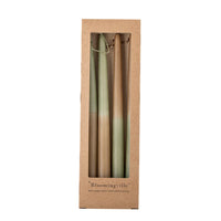 boxed set of four handmade dip dye green burma candles by bloomingville