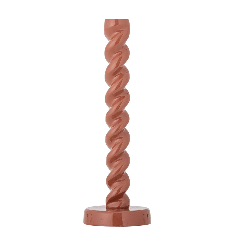 brown aluminium spiral candle holder by bloomingville tall design
