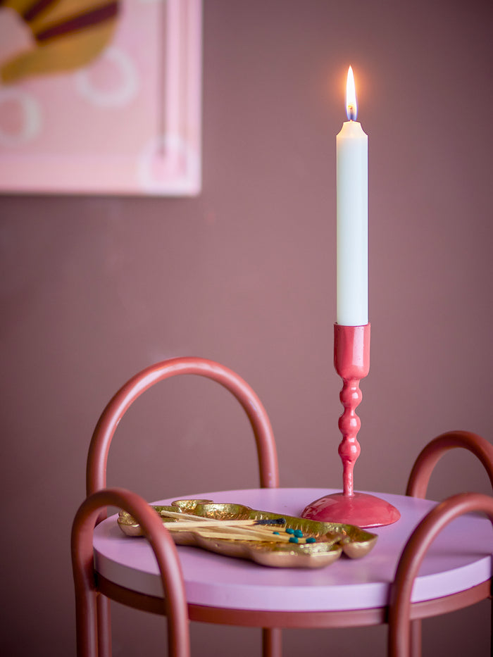 glossy red eber candle holder by bloomigville with white taper candle