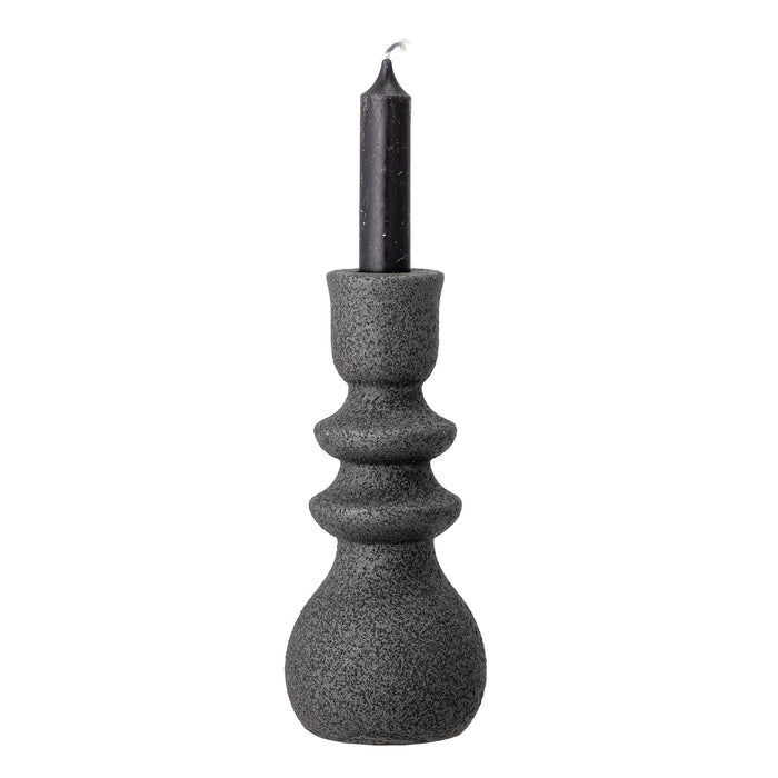 black emie candle holder by bloomingville with reactive glaze and taper candle
