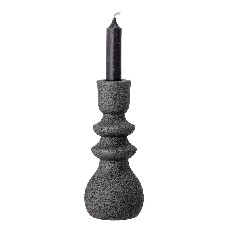 black emie candle holder by bloomingville with reactive glaze and taper candle