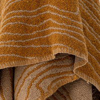 close up of textured woven brown ginna throw showing wavy pattern and knit detail
