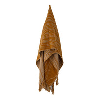 brown ginna recycled cotton throw hanging to show pattern and drape
