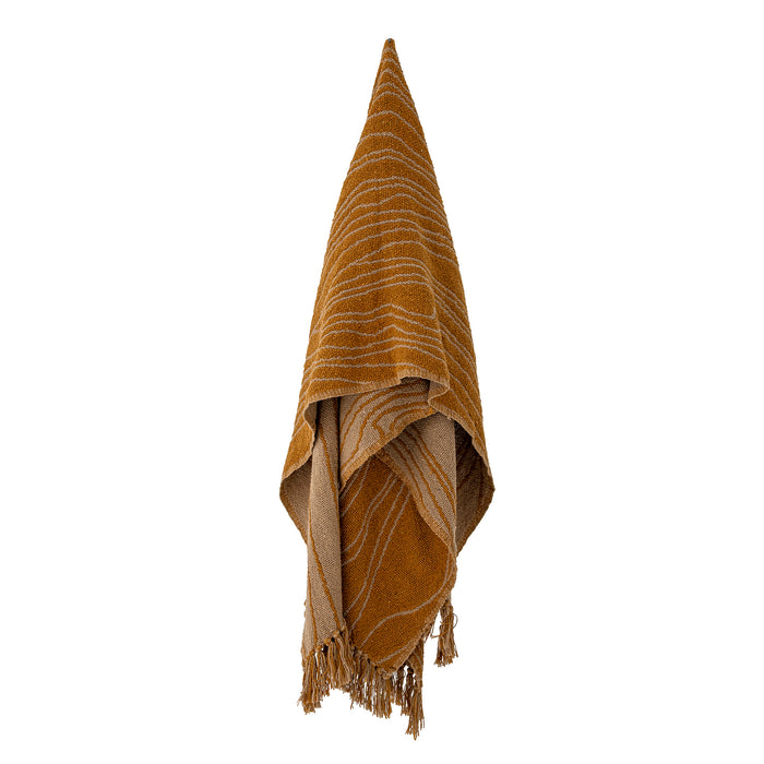 brown ginna recycled cotton throw hanging to show pattern and drape
