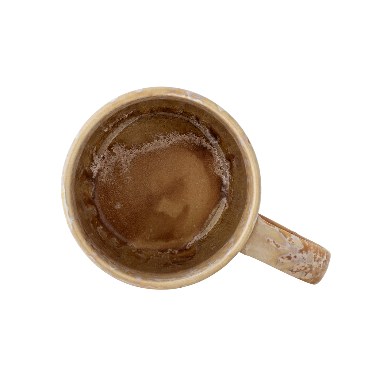 top view of bloomingville milani mug showing glossy reactive glaze interior
