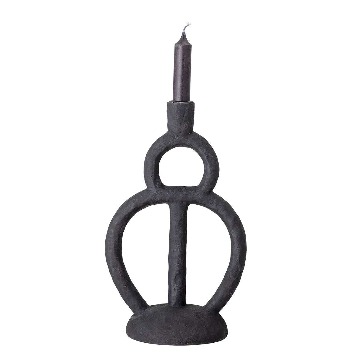 ramina black candle holder by bloomingville with taper candle
