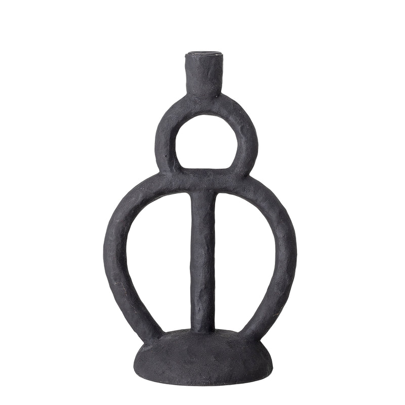 ramina sculptural candle holder in black by bloomingville product shot
