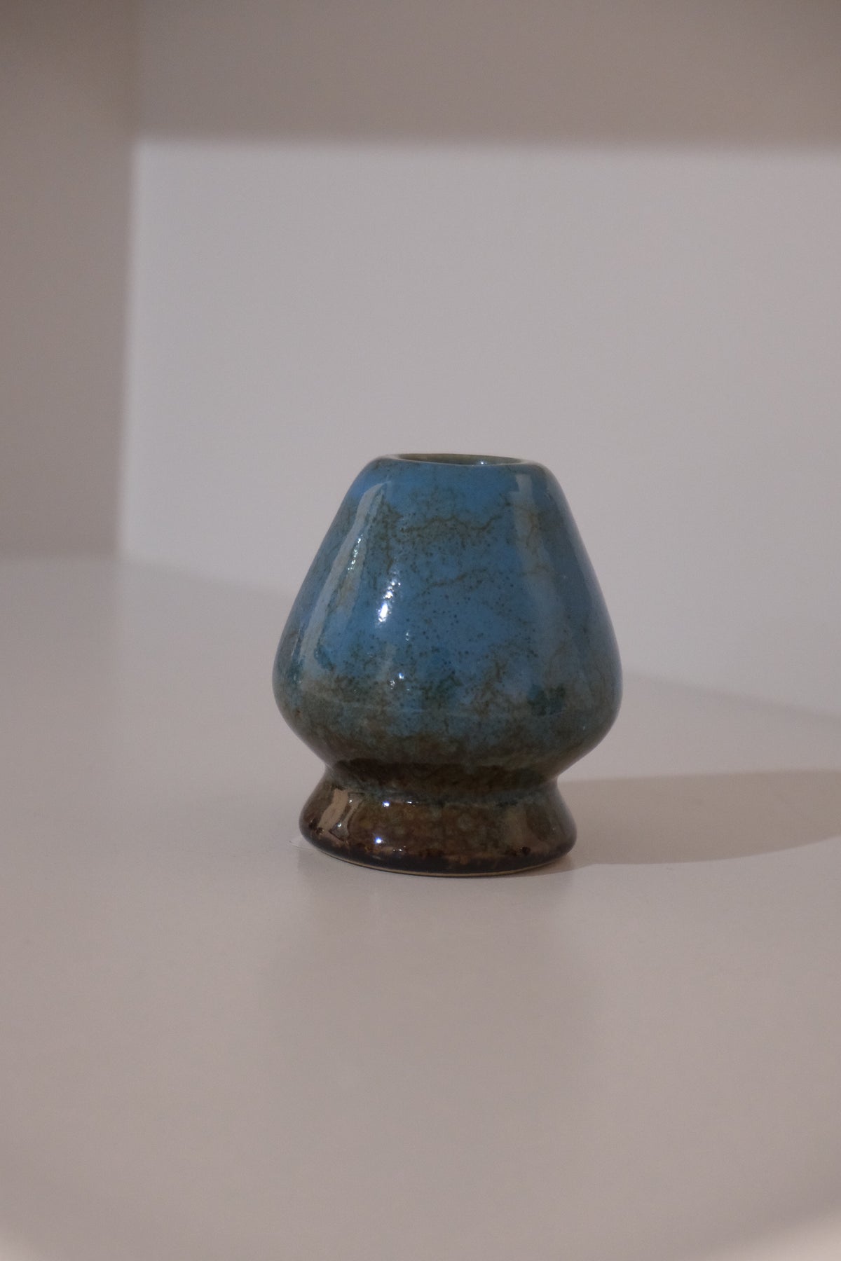 blue kusenaoshi ceramic chasen stand for bamboo matcha whisk
