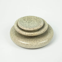 Stack of Boel granite speckled stoneware pieces by Olsson & Jensen