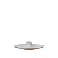 Broste Copenhagen Nordic Sand Candle Holder, a wide low stoneware dish in sand reactive glaze, on a white background