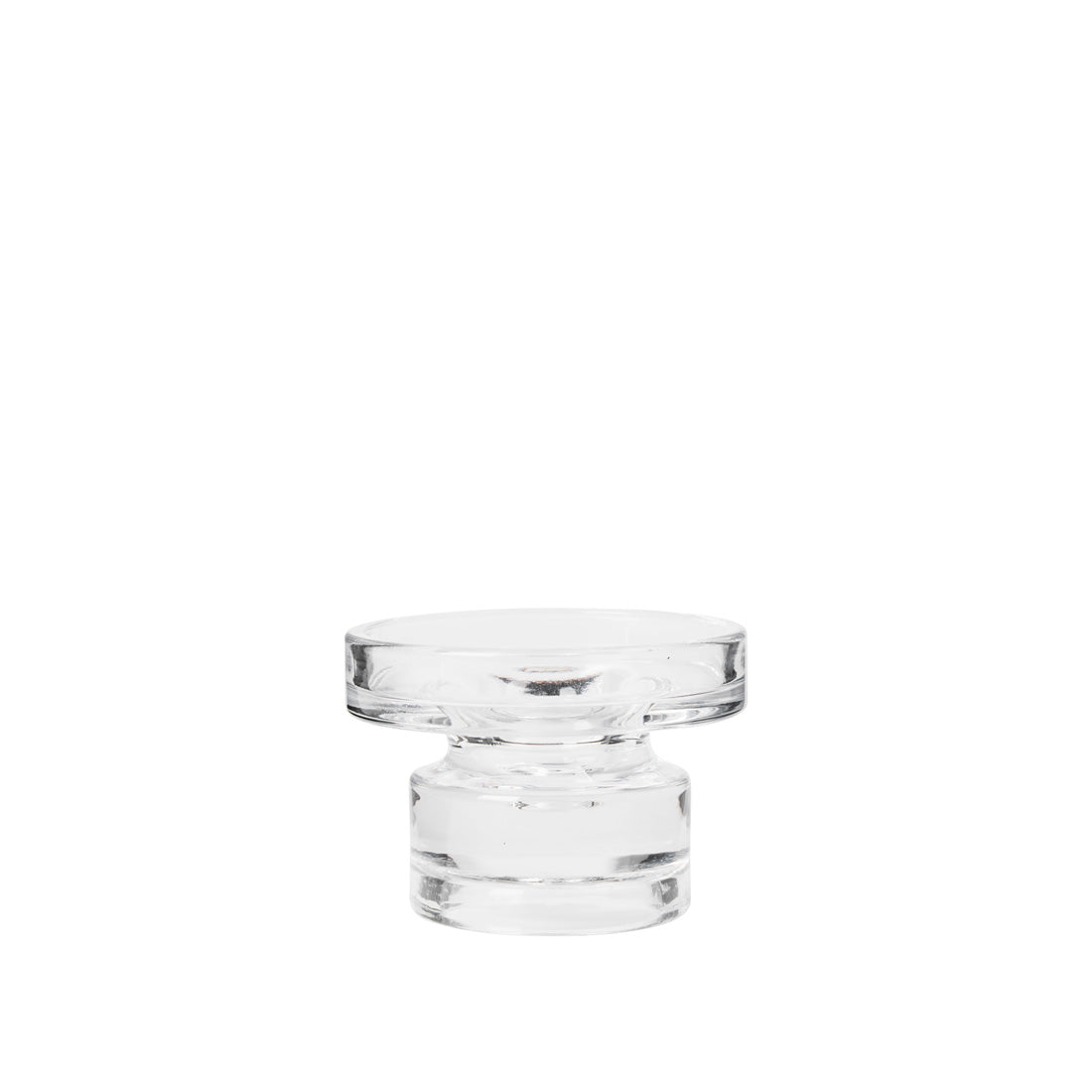 Broste Copenhagen Petra Candle Holder in clear glass on a white background