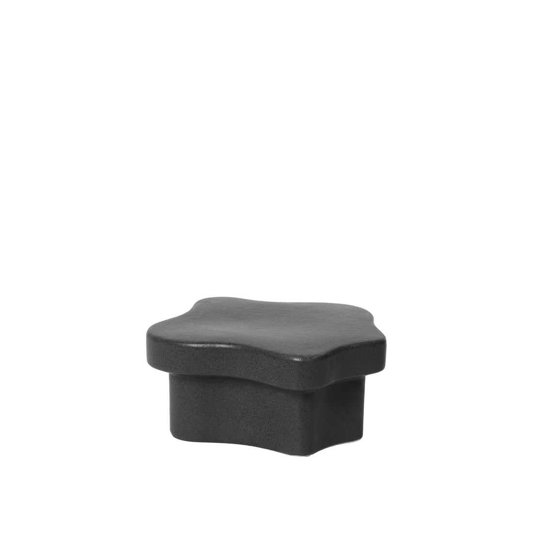 Broste Copenhagen Sonja Pedestal Low in matt black stoneware on a white background