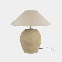 Calais sand lamp base by Olsson & Jensen shown with a linen shade (shade sold separately)