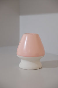ceramic chasen stand in pastel pink for bamboo matcha whisk
