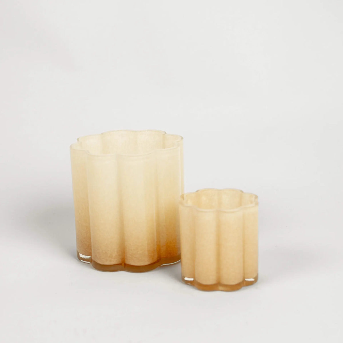 Clara beige glass flower votive candle holders by Olsson & Jensen in 10 cm and 15 cm