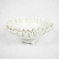 Claudine medium footed white ruffled ceramic bowl by Olsson & Jensen