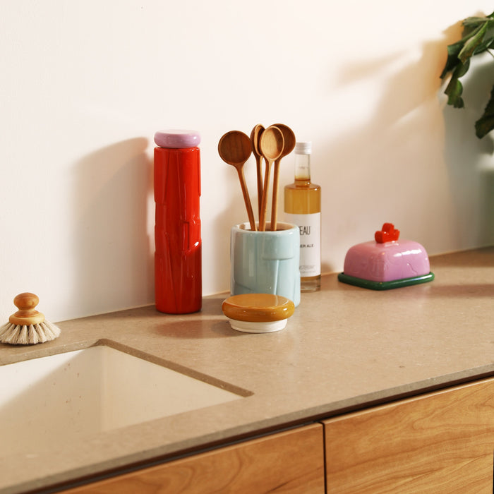 Compact lilac butter dish by &Klevering keeping butter covered while elevating everyday rituals.