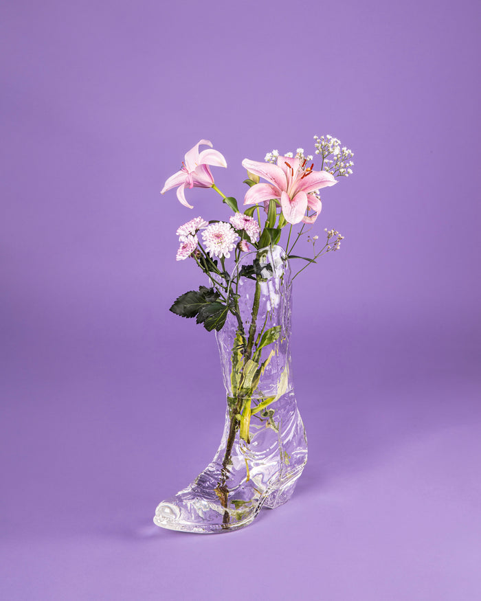 Crystal Bootie Glass Vase by Seletti - Quirky Boot-Shaped Decorative Vase