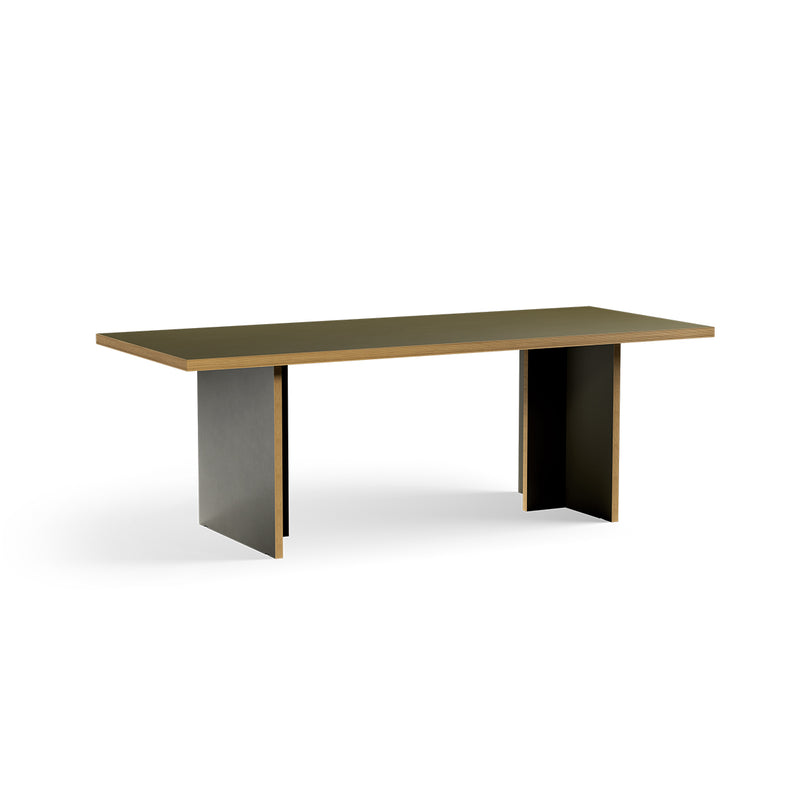 HKLIVING 220cm rectangular dining table in forest green, three-quarter view on a white background