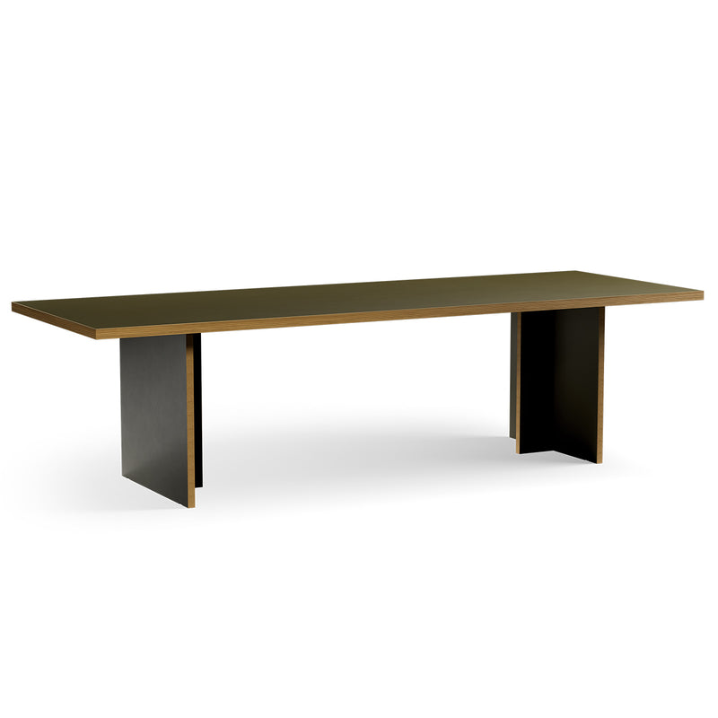 HKLIVING 280cm rectangular dining table in forest green, three-quarter view on a white background