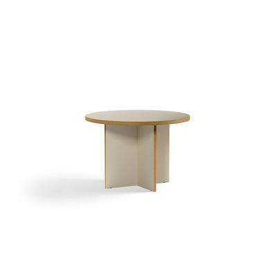 small round beige handmade dining table by HKLIVING