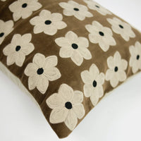 Daisy brown velvet floral cushion by Olsson & Jensen from an angle