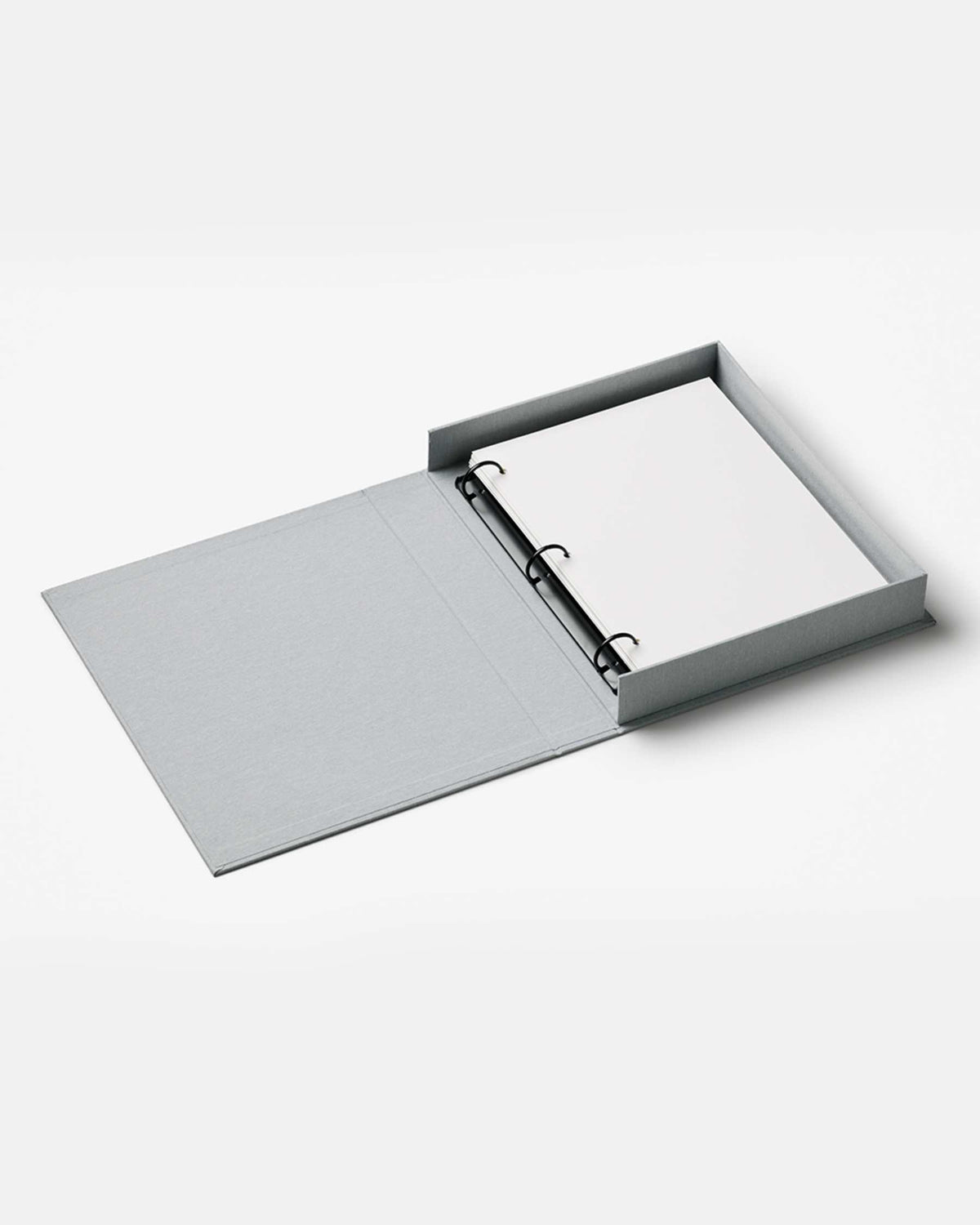 open A Star Is Born baby album in grey showing white photo pages
