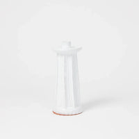 Dis tall white glazed terracotta candlestick by Olsson & Jensen