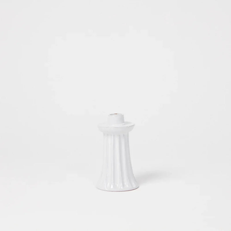 Ditte short white glazed terracotta candlestick by Olsson & Jensen