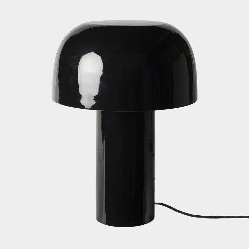 Diva glossy black metal mushroom table lamp by Olsson & Jensen on a white background